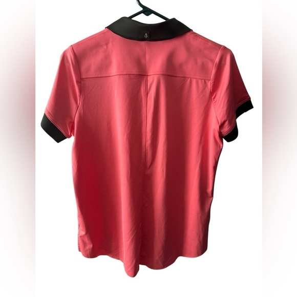 Belyn Key size small pink golf polo shirt short sleeve w/dark green accents - Picture 2 of 8
